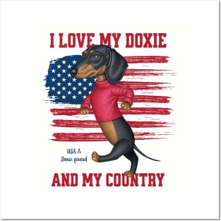 funny cute Doxie fur baby dog sweet loving Dachshund USA and Dachshund Proud Posters and Art